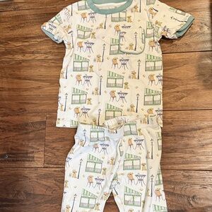 Charming Kids Pajama Set with Green and White Design